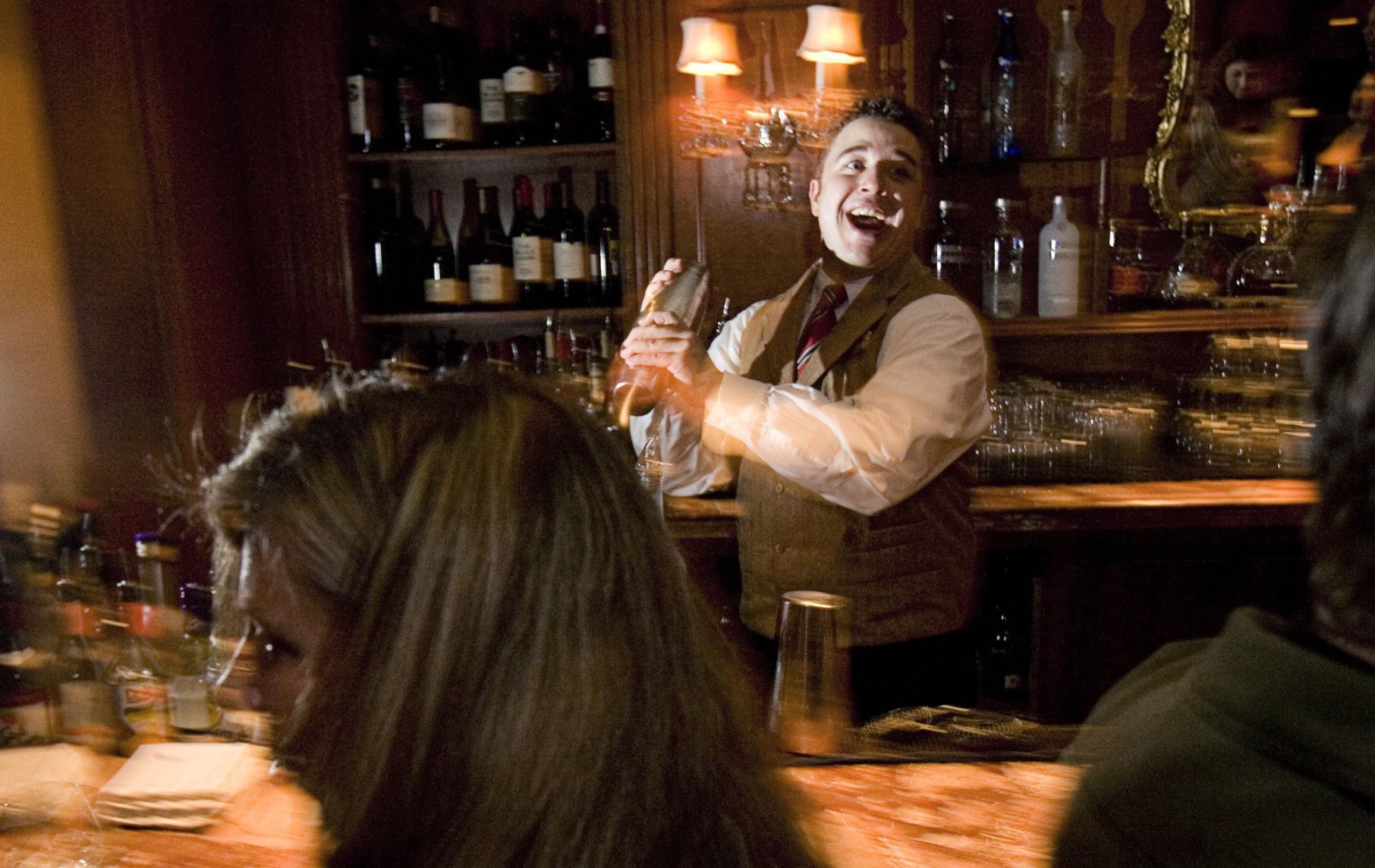 Bartender makes special drink